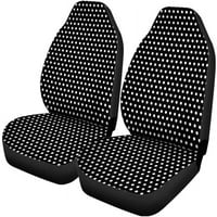 Комплект капаци за столче за кола бели точки черни универсални автопрени седалки Протектор за приспособления за кола, SUV седан, камион