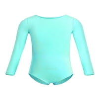 Zdhoor Girls Toddlers Основен балетен танцов гимнастика Облекло с дълъг ръкав Leotard с шифонна опаковка Пола мента Зелено 2-3