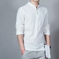 Pseurrlt Summer Mens'clothing Ressing Rishs Slim Long Loneve Linen Mens'top Solid Color Fashion Blouse M-5XL
