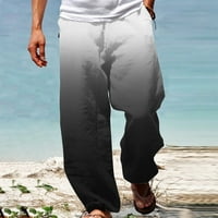 Giligiliso Men Summer Lummer Lessual Gradient 3D печат Еластична талия Прави панталони