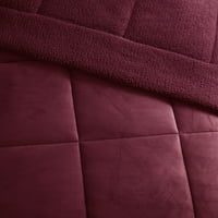 Сладка домашна колекция Dante Fleece Sherpa Comforter Set Burgundy King