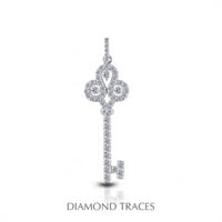 Diamond Traces UD-OS2926- 1. Карат Общо естествени диаманти 18K бяло злато Prong Определяне Ключ модна висулка