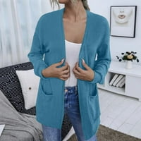 Pimfylm Cardigan пуловери за жени Лято Sheer Open Front Cardigan Blue XL