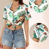 Дамски летни върхове отпечатани ризи и блузи за жени бохо листови ризи