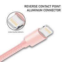 [PACK] 3ft Long MFI сертифициран кабел за зарядно за телефон - Тежка трайна оплетена синхронизация на данни за синхронизиране на USB кабели за зареждане на кабели за iPhone - розово