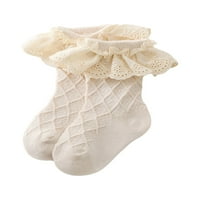 Hirigin Girls Ruffled памучни чорапи, слаби глезени чорапи с дантелена украса за малки деца, 0- години, бяло розово сиво кафяво