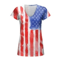 Бептър Плюс размер ризи Независимост ден за жените печат ежедневни летни ризи за жените в врат Потници американски 4-ти юли печат блуза С къс ръкав тренировка ризи ?