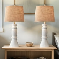 Oneach керамична лампа за маса 25.75 '' Комплект за спалня хол Модерно бели съвременни нощни шкафчета Леене на лампи